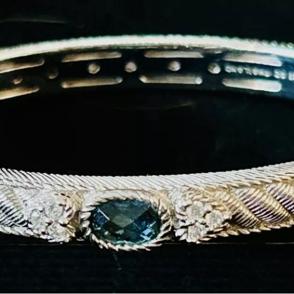 Judith Ripka London Blue three stone with hearts bracelet